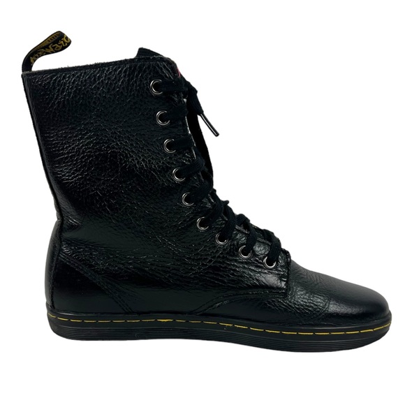 Dr. Doc Martens Boots Womens 8 Stratford Black Leather Shoes Floral Lined - Picture 3 of 12